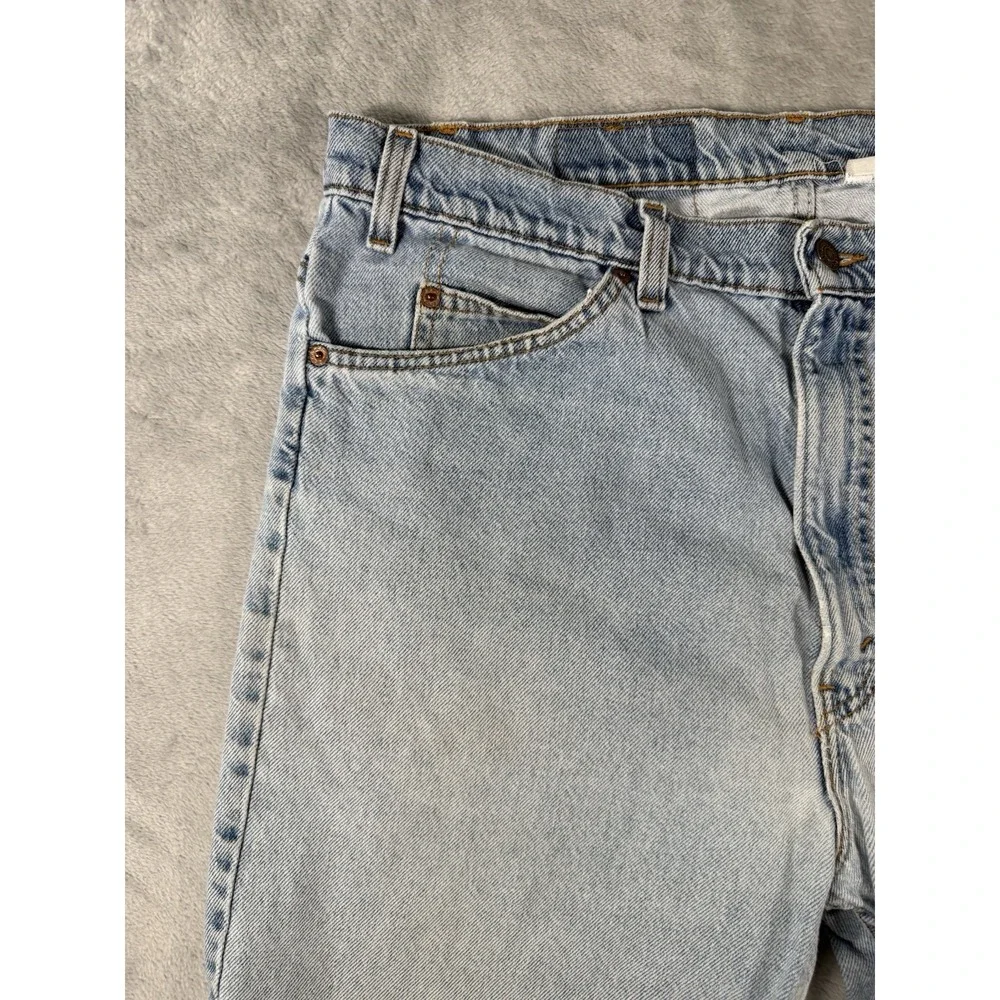 Levis 505 Jean Shorts Mens 38 Distressed Denim Orange Tab 90s Vtg Made‎ In USA